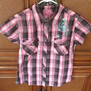 Cowgirl Hardware Horseshoe Design Embellished Top